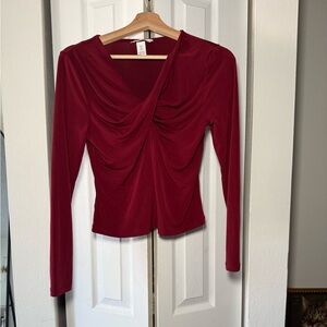Elegant Red Drape Front Top